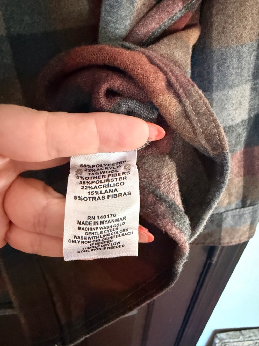 Quilt-Lined Plaid Shirt Jacket in Rust Multi - Picture 7 of 7
